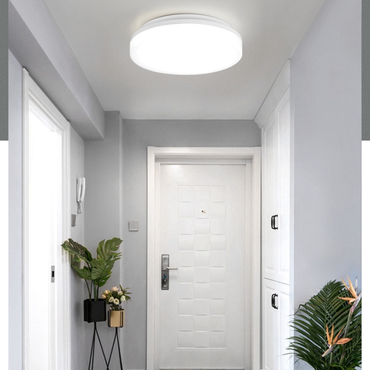 LED Ceiling Lamp Waterproof Moisture-Proof Dustproof Supply Light Bathroom Balcony Lamp, Power source: 230mm 18W(Round White Light) - 2