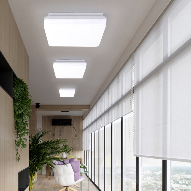 LED Ceiling Lamp Waterproof Moisture-Proof Dustproof Supply Light Bathroom Balcony Lamp, Power source: 280mm 24W(Square White Light) - 2
