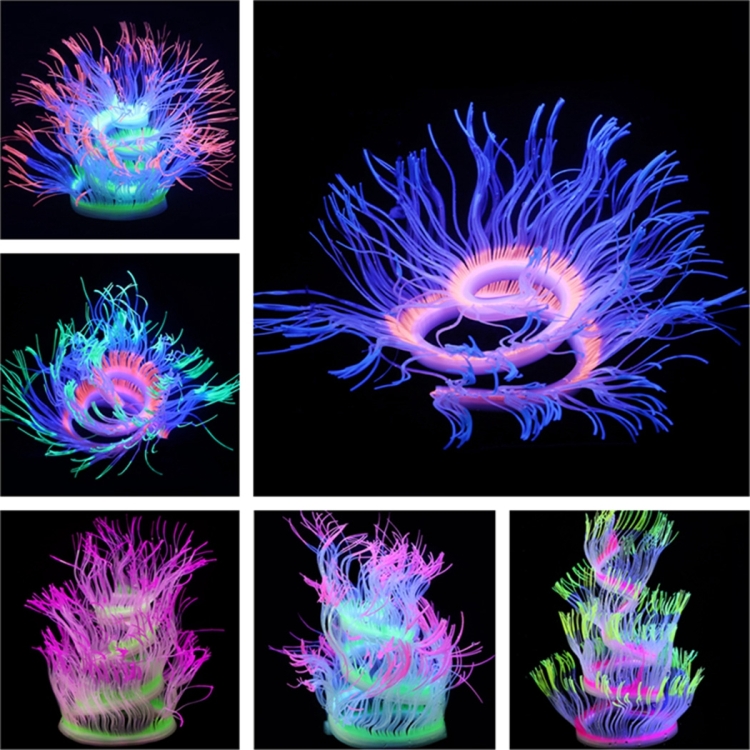 Aquarium Fish Tank Landscaping Decoration Silica Gel Simulation Software  Coral Fluorescent Anemone, Size: 75cm(Yellow)