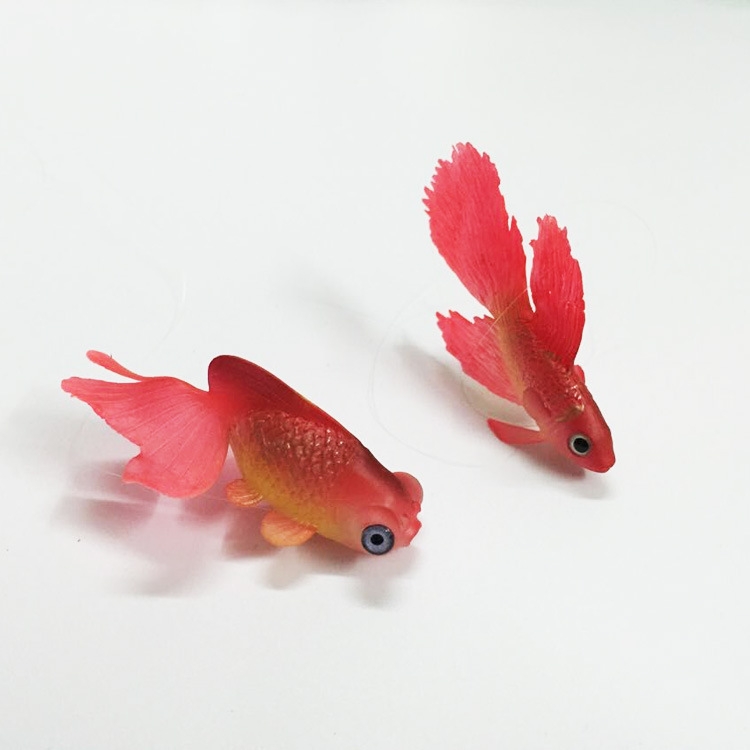 3 PCS Night Light Simulation Fish Tank Decorations Environmentally Friendly Silicone Colorful Fish(6 Brown Goldfish) - B2