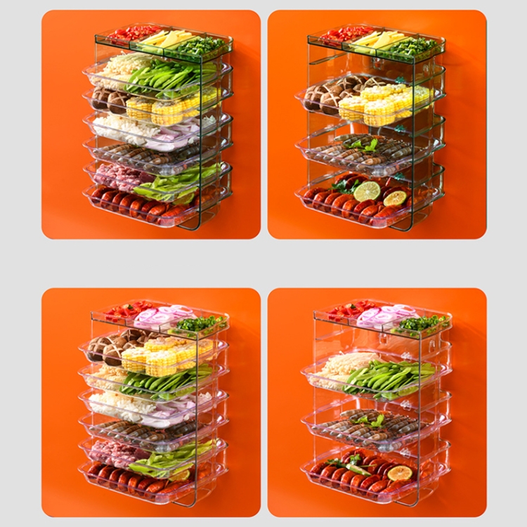 Multi-Function Punch-Free Multilayer Side Dish Kitchen Stacking Storage Rack, Specification: Transparent 6-layer - B1
