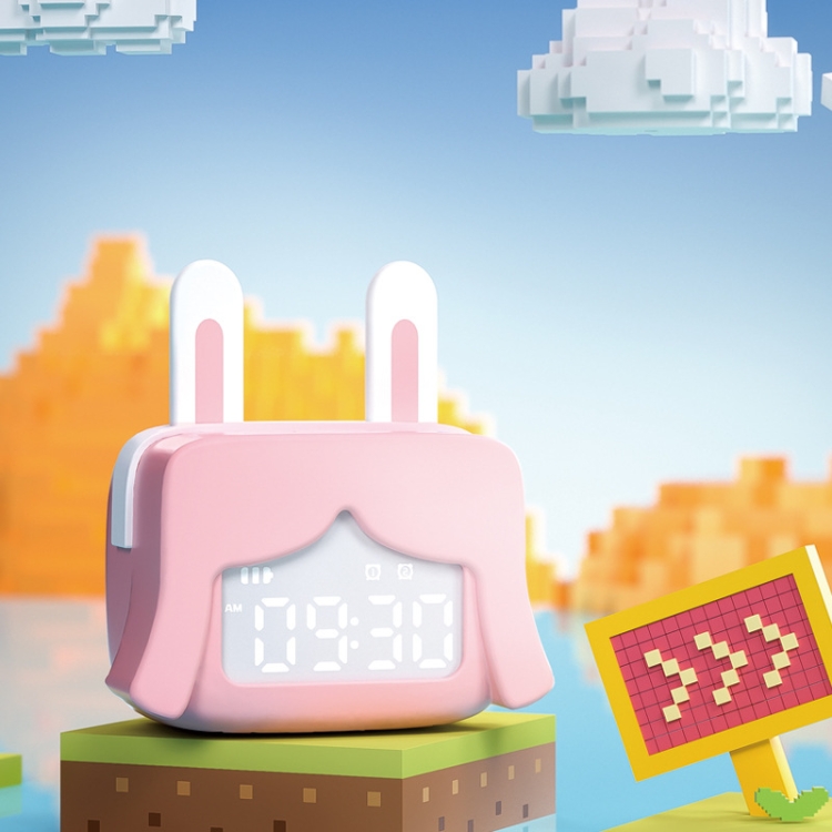 Cartoon Mini Smart Alarm Clock USB Rechargeable Children Bedside Fun With Sleeping Clock(Mushed Green) - B6