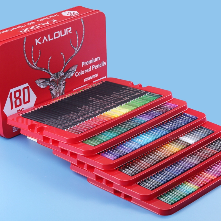 KALOUR – crayons de couleur en métal, 180 pièces/ensemble, fournitures  d'art en plomb, lapices pour dessin et croquis, papeterie esthétique pour