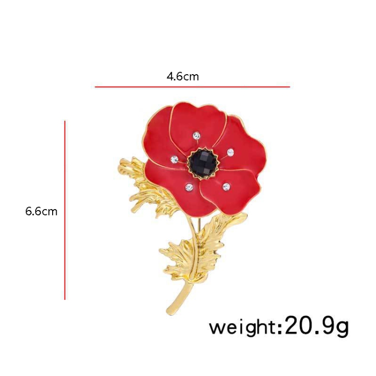 4 PCS Drop Oil Poppy Red Flower Brooch Clothing Pins(B07116)