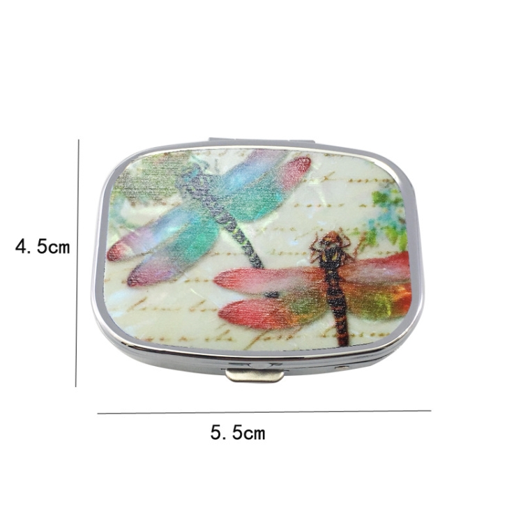 2 PCS Y10336 Two-Compartment Metal Portable Pill Box(Wind Cloud)