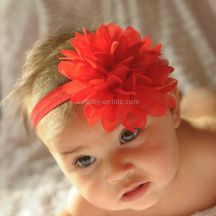 Serre-tête élastique pour bébé fille avec bandeau à fleurs (jaune)