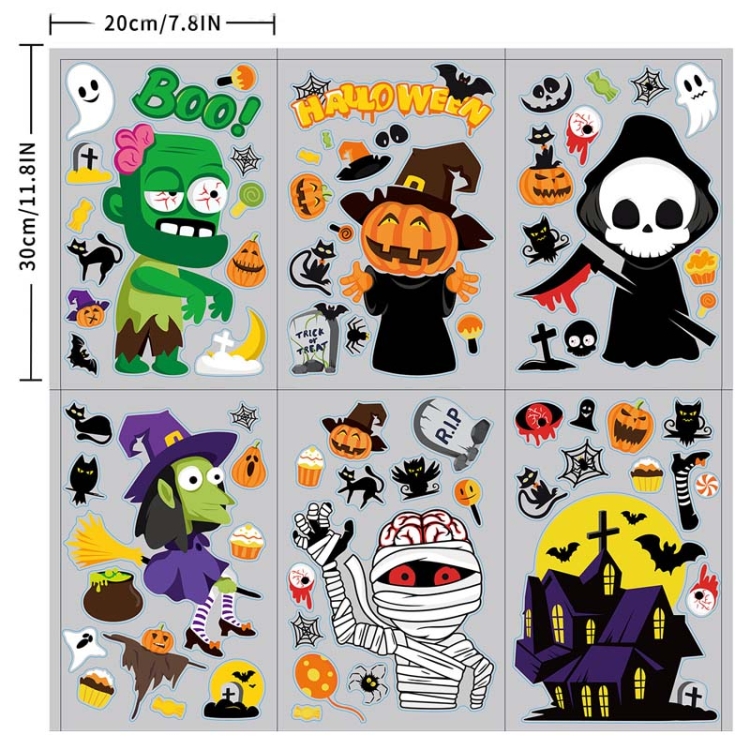 Haunting Reflections of Halloween: Transform Your Home with 2 Sets SQ629 Electrostatic Double-Sided Ghost Window Stickers for Spooky and Stylish Party Decorations