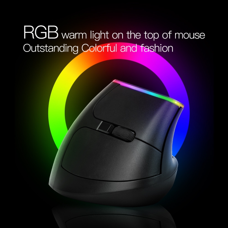 Delux M618C 6 Teclas 1600 DPI RGB Vertical Inalámbrico Bluetooth Dual Mode Mouse (Negro) - B2