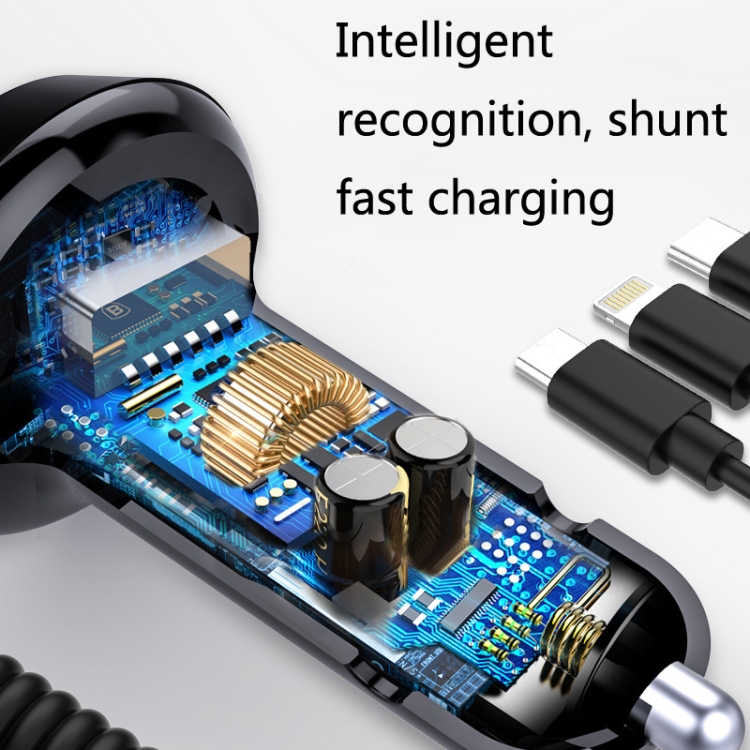 R3XK 1 In 3 Digital Display Car Charger QC3.0 Fast Charging Multifunctional Cigarette Lighter, Model: 17w(Black) R3XK 1 In 3 Digital Display Car Charger QC3.0 Fast Charging Multifunctional Cigarette Lighter, Model: 17w(Black)
