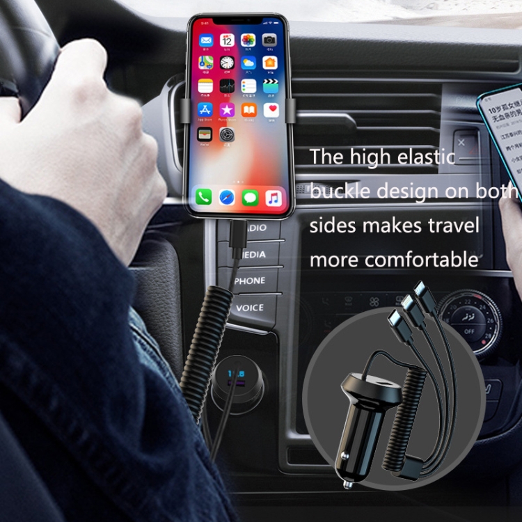 R3XK 1 In 3 Digital Display Car Charger QC3.0 Fast Charging Multifunctional Cigarette Lighter, Model: 40W(White) R3XK 1 In 3 Digital Display Car Charger QC3.0 Fast Charging Multifunctional Cigarette Lighter, Model: 40W(White)