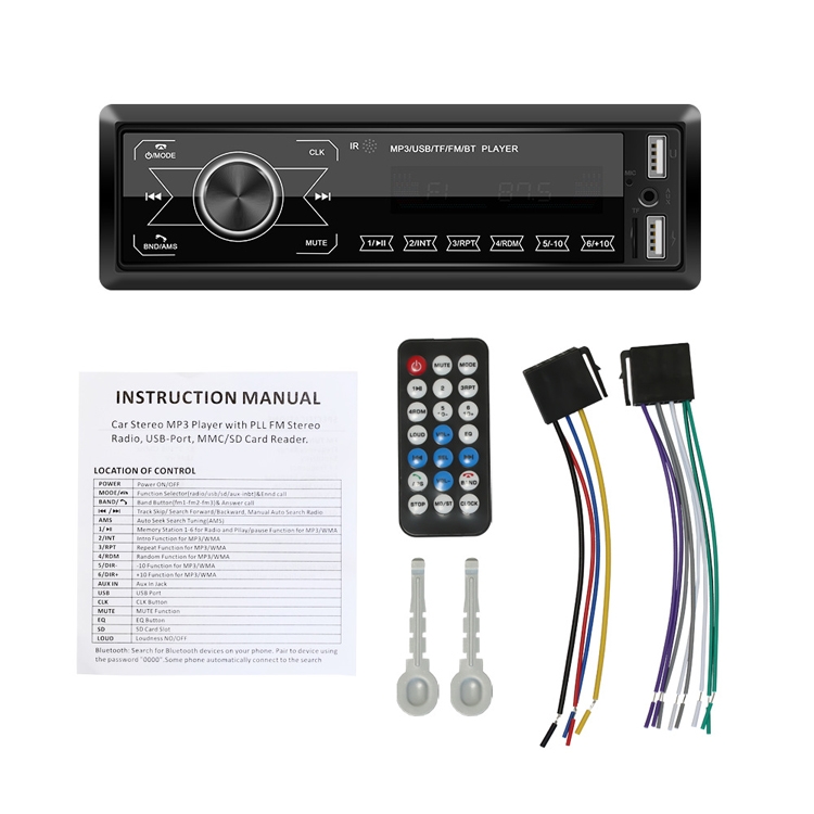 A2818 Auto Bluetooth-Lautsprecher-Auto MP3-Player-Funktion Touch Double  U-Festplatte Bunte Lichter Radio, Spezifikation: Standard + 8G Speicherkarte