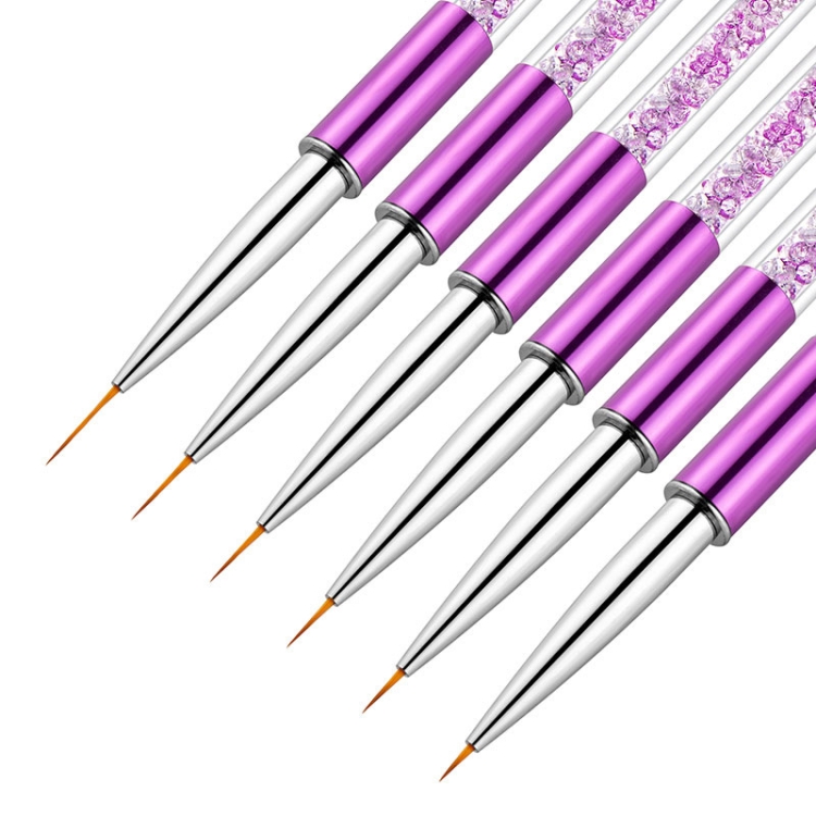 2 PCS Nail Art Draw Drawing Purple Barra de perforación Pintura de color Pincel de uñas Flower Stripe con cubierta de pluma, Especificación: 20mm - B3