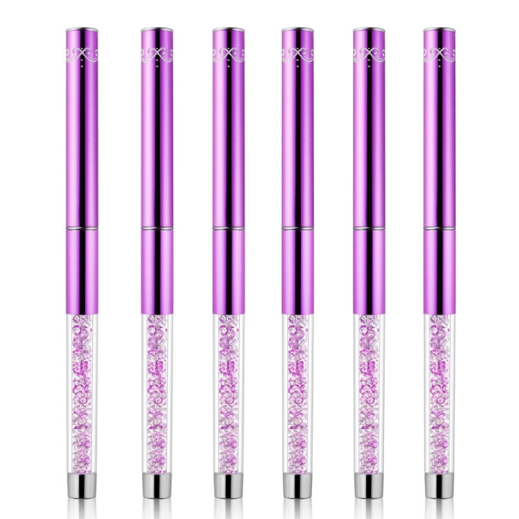 2 PCS Nail Art Draw Drawing Purple Barra de perforación Pintura de color Pincel de uñas Flower Stripe con cubierta de pluma, Especificación: 20mm - B4
