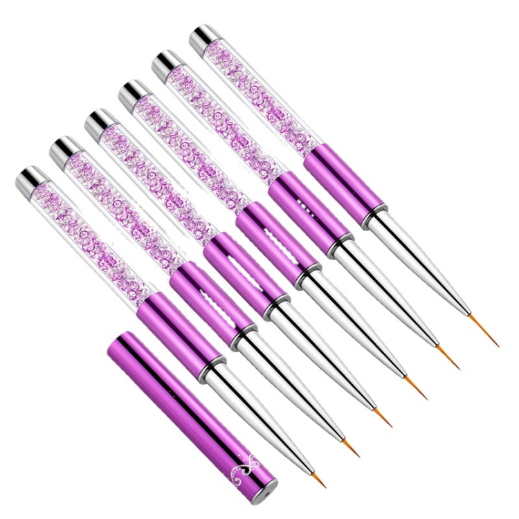2 PCS Nail Art Draw Drawing Pen Purple Barra de brocas Pintura de color Pincel de uñas Stripe con cubierta de pluma, Especificación: 5mm - B1