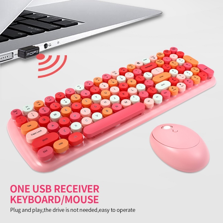 Conjunto de teclado inalámbrico de color de MOFII Candy XR (color de mezcla rosa) - B4