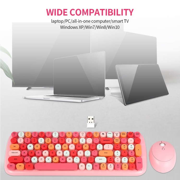Conjunto de teclado inalámbrico de color de MOFII Candy XR (color de mezcla rosa) - B5
