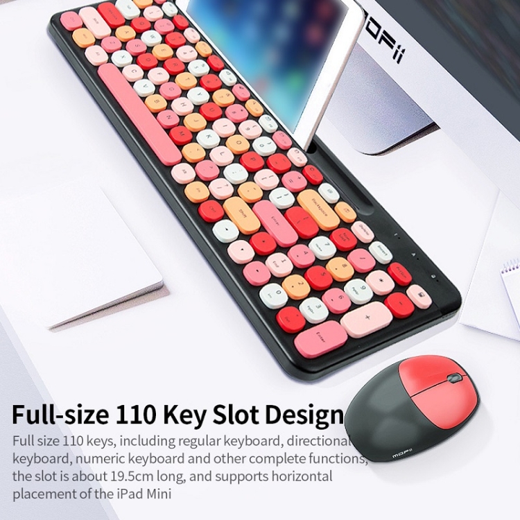 MOFII 888 2.4G Conjunto de ratón del teclado inalámbrico con la ranura del teléfono de la tableta (gris negro) - B5
