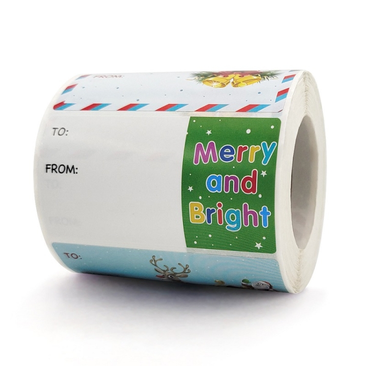 Christmas Decoration Roll Sticker Gift Bag Self-Adhesive Sealing Sticker, Size: 2.95x1.6 Inch(A-387)