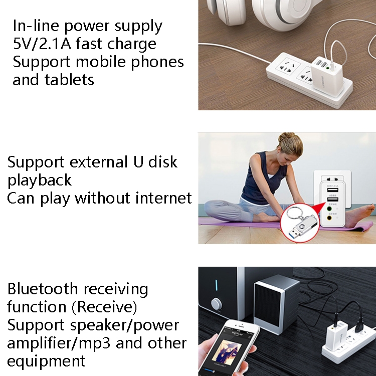RAEYY D80 Bluetooth Adapter Audio Receiver Support 2.1A Dual USB Fast Charge, US Plug RAEYY D80 Bluetooth Adapter Audio Receiver Support 2.1A Dual USB Fast Charge, US Plug