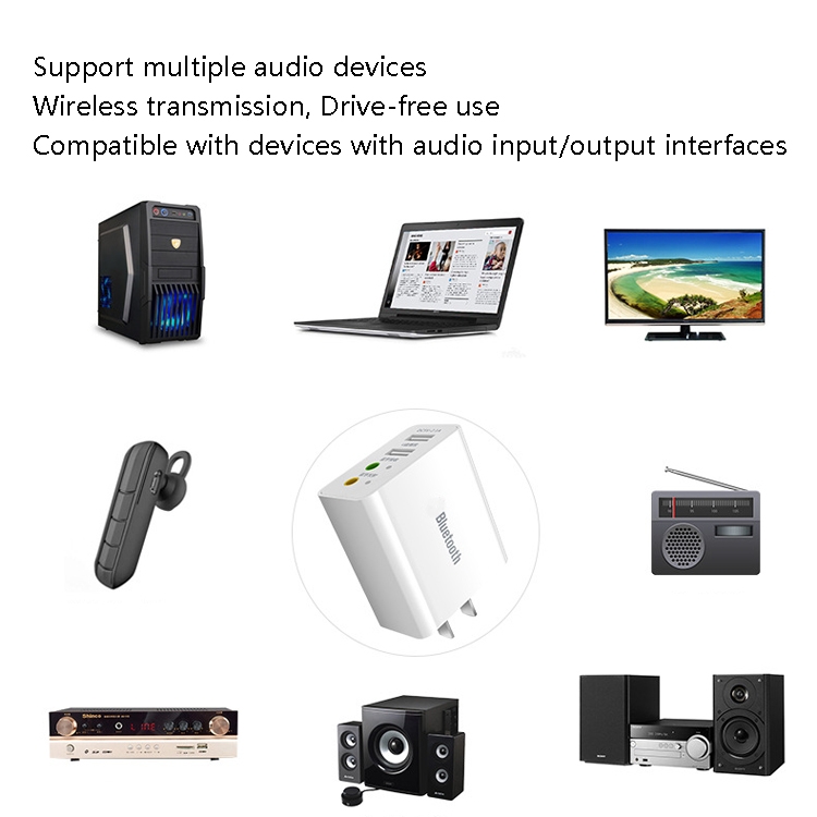 RAEYY D80 Bluetooth Adapter Audio Receiver Support 2.1A Dual USB Fast Charge, US Plug RAEYY D80 Bluetooth Adapter Audio Receiver Support 2.1A Dual USB Fast Charge, US Plug