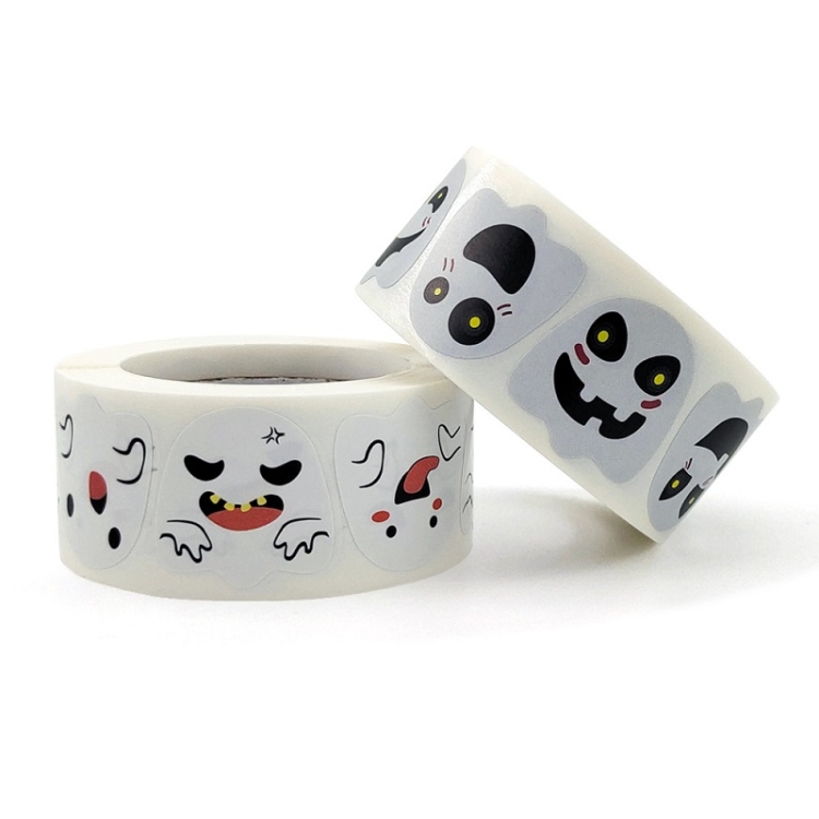 Halloween Ghost Emoticon Stickers Children Gift Decoration Food Sealing  Stickers, Size: 25x25mm(K-128)