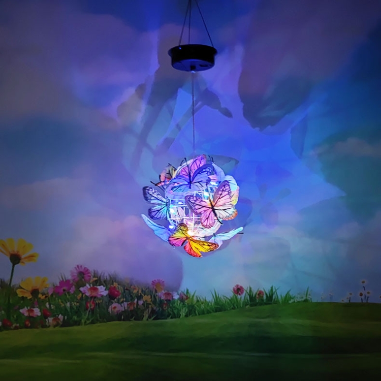 Solar Butterfly Ball Pendant Light Outdoor Garden Balcony Landscape