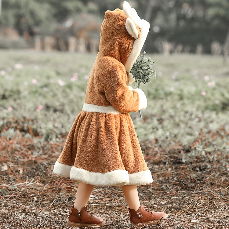 PS4509 Christmas Coral Fleece Animal Costume Christmas Elk Skirt, Size:  M(Khaki)