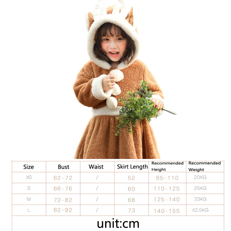 PS4509 Christmas Coral Fleece Animal Costume Christmas Elk Skirt, Size:  S(Khaki)