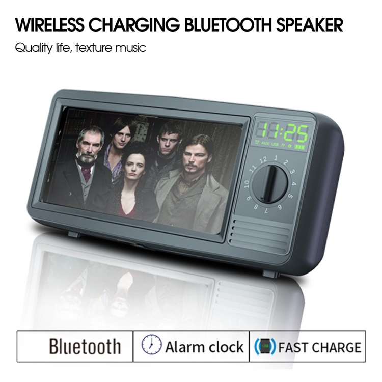 N57 Retro TV Shape Bluetooth Speaker Wireless Charger Mobile Phone Holder with Clock & Alarm Function Supports U-disk & TF Card(Black) N57 Retro TV Shape Bluetooth Speaker Wireless Charger Mobile Phone Holder with Clock & Alarm Function Supports U-disk & TF Card(Black)