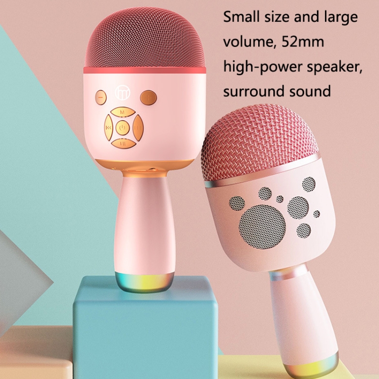 K58 Inicio Bluetooth Micrófono inalámbrico con lámpara Teléfono Móvil K Canción Para Niños Micrófono Audio (Blanco) - B4
