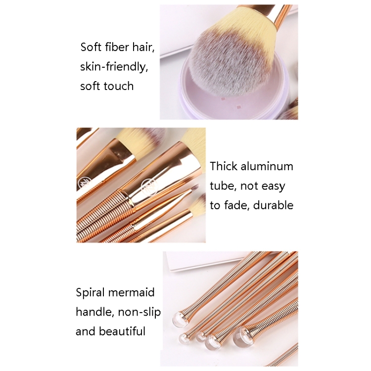 ZOREYA 8 en 1 juego de brochas cosméticas de sirena herramientas de maquillaje de pelo de nailon brocha cosmética (ZS407) - B3