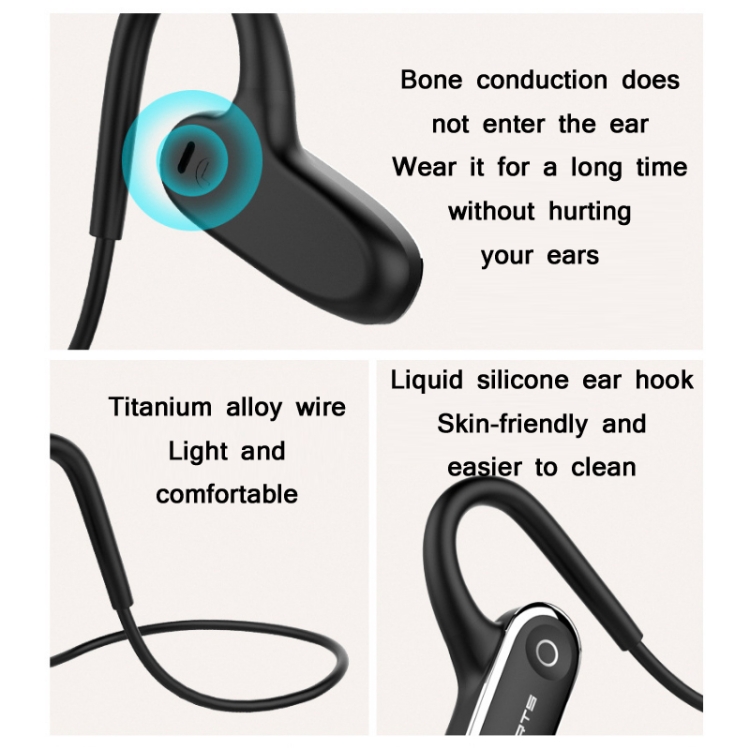 G68 Bone Conduction Bluetooth 5.0 Sports Waterproof Sweatproof Wireless Earphone(Black)