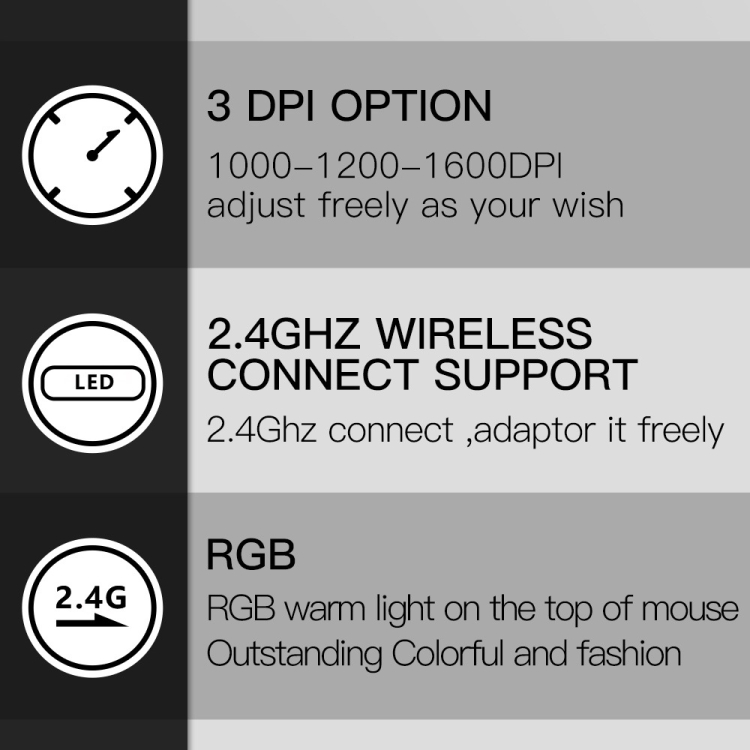 DELUX M618DB Ratón de modo dual Bluetooth inalámbrico vertical RGB de 6 teclas 1600 DPI (versión Bluetooth de litio) - B6