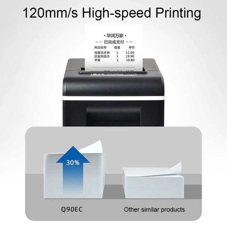 Xprinter XP-Q90EC Impresora térmica de recibos de lista rápida portátil de 58 mm, estilo: puerto USB (enchufe de EE. UU.) - B3