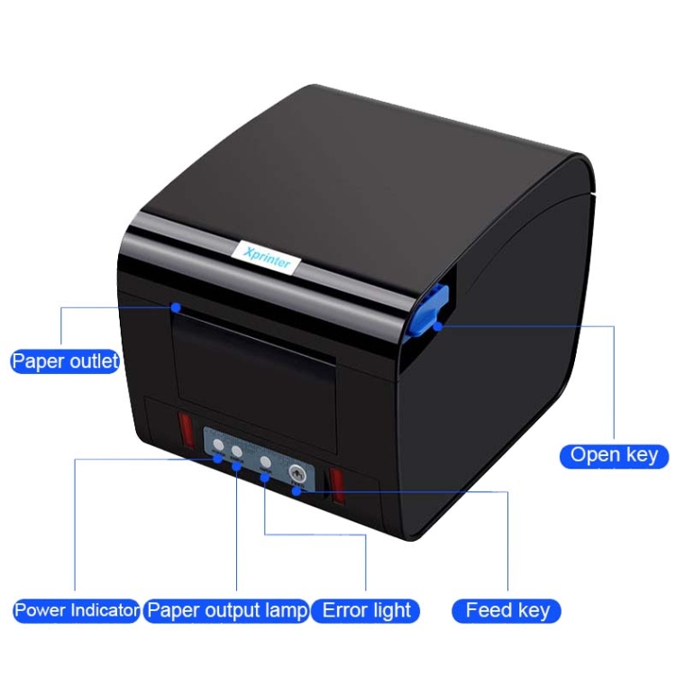 Xprinter XP-D230H Impresora térmica Express de 80 mm con alarma de luz y sonido, estilo: USB (enchufe de la UE) - B3