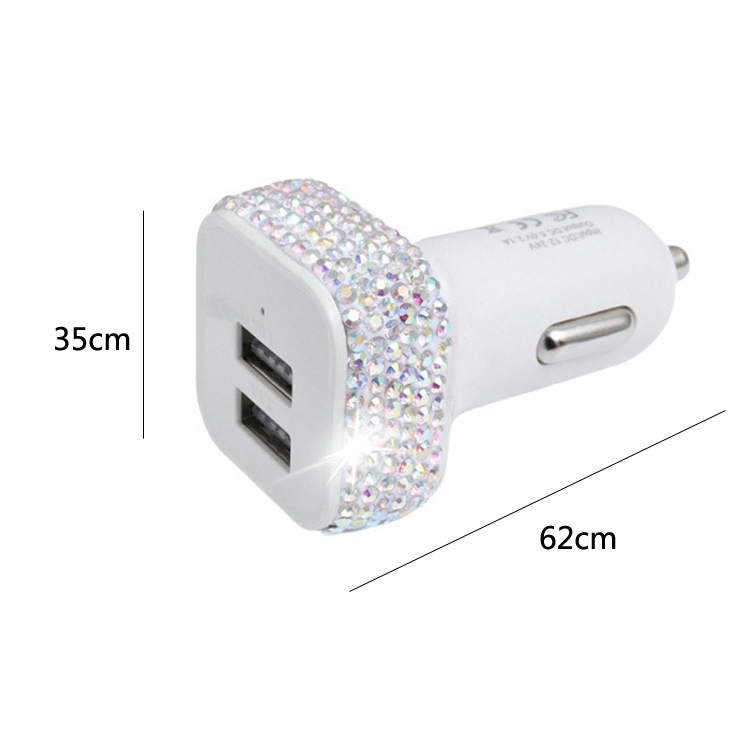 Diamond-Studded Dual USB Cigarette Lighter Car Charger(Big Red) Diamond-Studded Dual USB Cigarette Lighter Car Charger(Big Red)