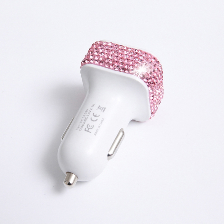 Diamond-Studded Dual USB Cigarette Lighter Car Charger(Big Red) Diamond-Studded Dual USB Cigarette Lighter Car Charger(Big Red)