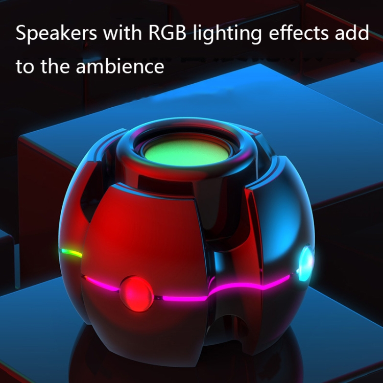 RGB Light Effect Gyro Shape Wireless Bluetooth Audio(Black)