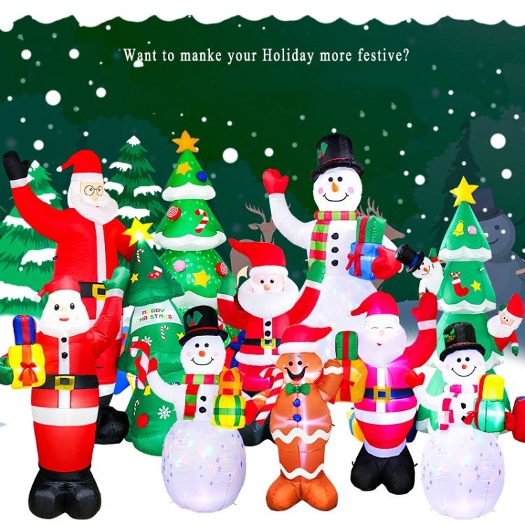 Santa Claus Christmas Tree Snowman Inflatable LED Luminous Christmas Ornaments, US Plug(QM0301-1.5M)