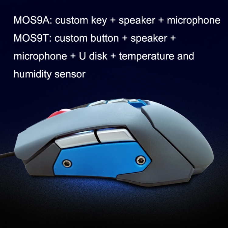 MOS9T 9 Keys 1600dpi Matón personalizado Sensor de humedad de temperatura de mouse (Temperatura, longitud del cable: 2m - B6