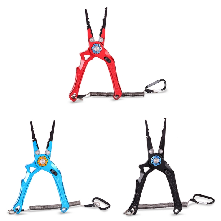 Fish Mouth Clamp Fishing Lure Plier with Strap Aluminum Alloy