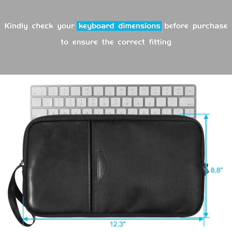 Universal PU Leather + Nylon Waterproof Zipper Portable Keyboard Storage Bag For Apple Wireless Keyboard A1314 & Magic Keyboard A1644(Black) Universal PU Leather + Nylon Waterproof Zipper Portable Keyboard Storage Bag For Apple Wireless Keyboard A1314 & Magic Keyboard A1644(Black)