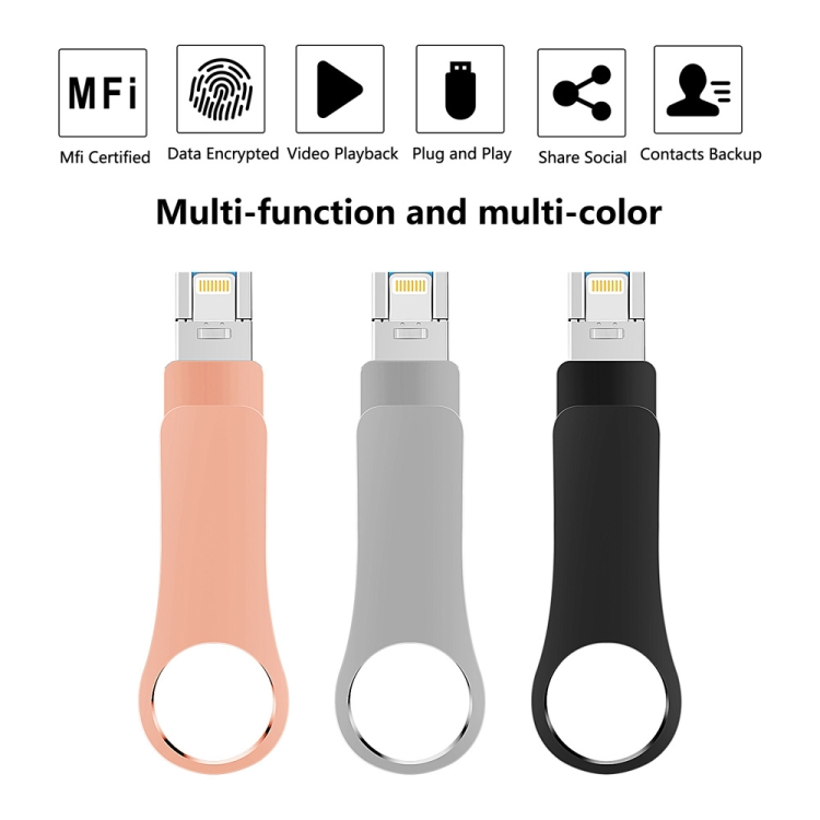8GB USB 3.0 + 8 Pin + USB-C / Type-C 3 in 1 Mobile Computer Metal U-Disk(Black) 8GB USB 3.0 + 8 Pin + USB-C / Type-C 3 in 1 Mobile Computer Metal U-Disk(Black)