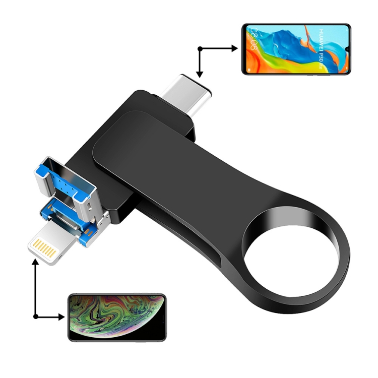 8GB USB 3.0 + 8 Pin + USB-C / Type-C 3 in 1 Mobile Computer Metal U-Disk(Black) 8GB USB 3.0 + 8 Pin + USB-C / Type-C 3 in 1 Mobile Computer Metal U-Disk(Black)