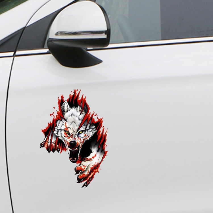 3D Realistic Wolf Head Hood Door Car Body Decoration Stickers