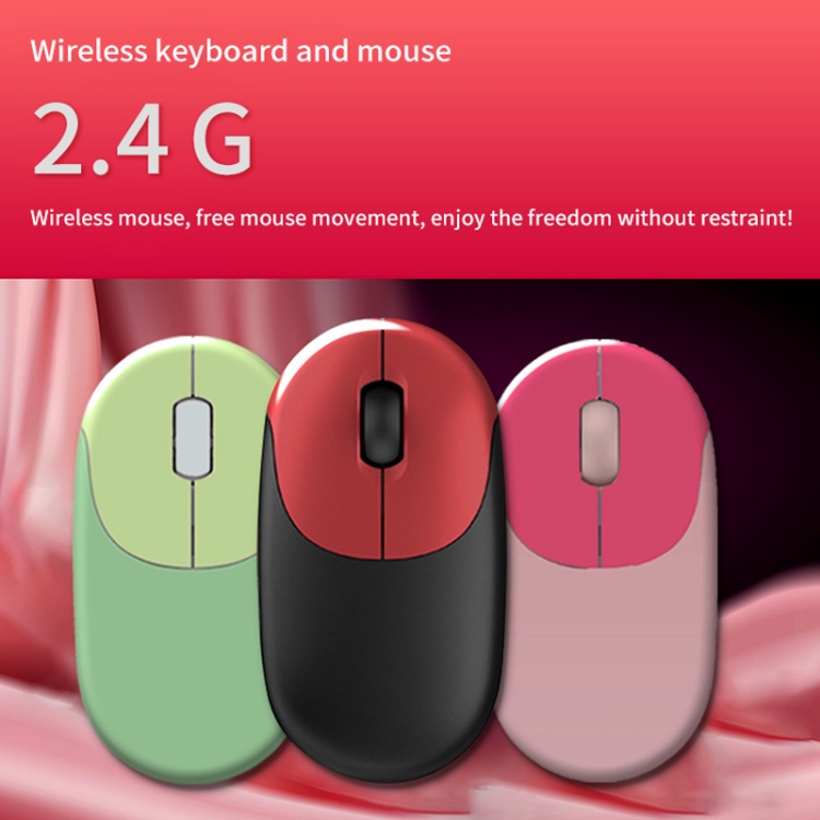 FV-W10 86-Keys 2.4G Wireless Keyboard and Mouse Set(Green Mixed ) - B2