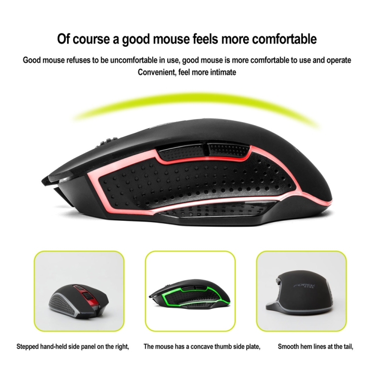 FOREV FV-W3 4 Keys Notebook Wireless Mouse RGB Colorful Luminous Mouse(Black) - B3