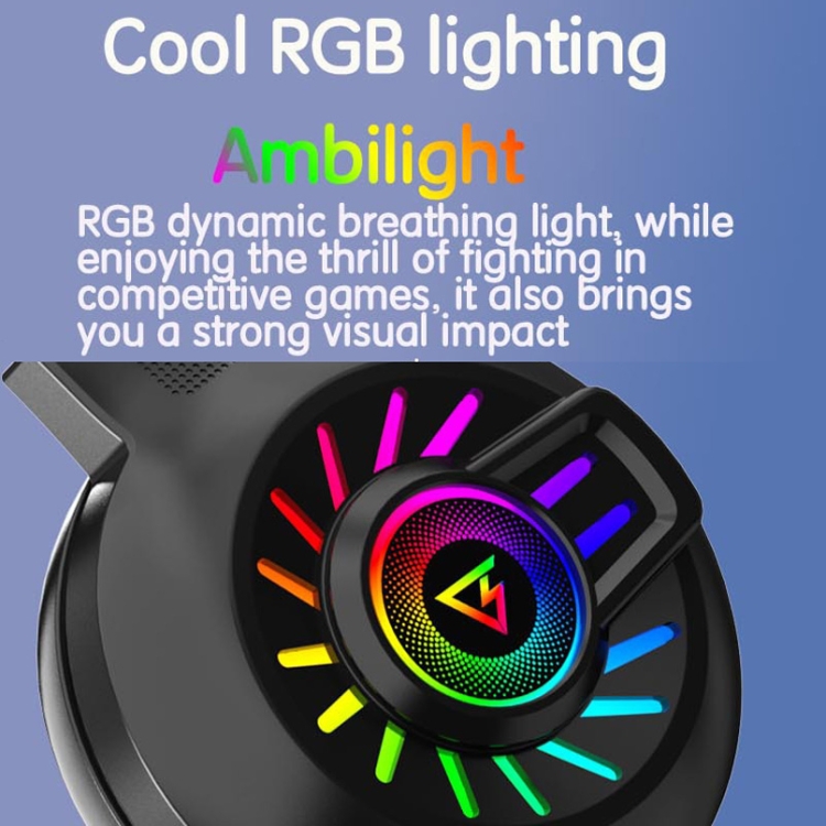 FOREV G97 RGB Auriculares luminosa de juego con cable con micrófono, especificaciones: estándar (negro) - B2
