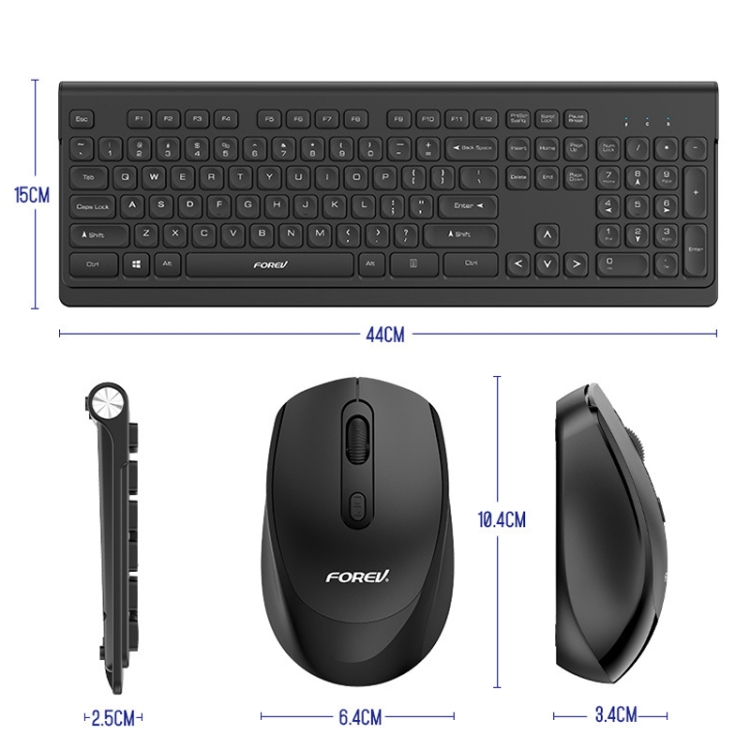 FOREV FV-W306 Wireless Keyboard and Mouse Set(Black) - B2