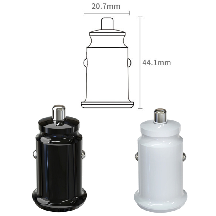 2 PCS C8-K Mini Plastic Dual USB Car Charger With Ambient Light, Current: 3.1A (Black) 2 PCS C8-K Mini Plastic Dual USB Car Charger With Ambient Light, Current: 3.1A (Black)